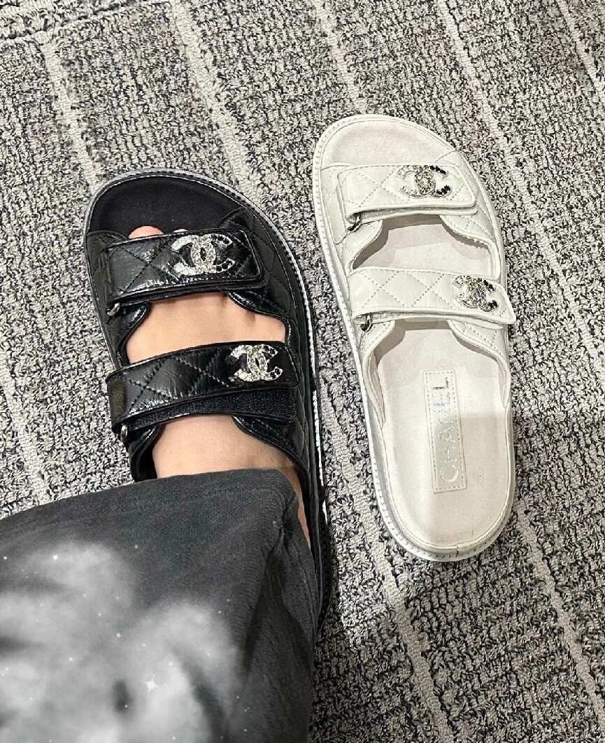 CHANEL CC 크리스탈 벨크로 샌들/뮬 2TYPE