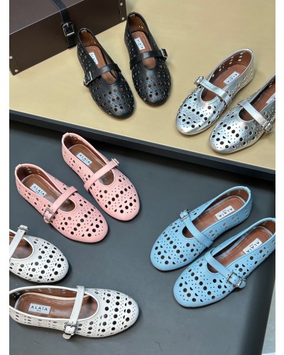 Alaia 알라이아 스웨이드 스톤 발레리나 플랫 (+3color)