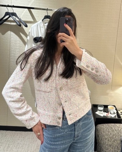 CHANEL 샤넬 브이넥 트위드자켓