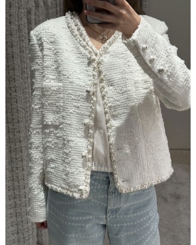 CHANEL 샤넬 25cc 화이트 트위드 자켓