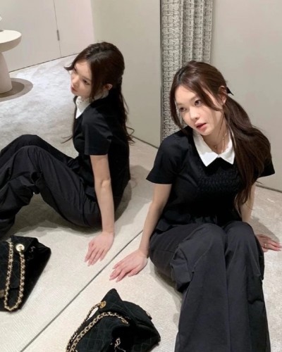 CHANEL 샤넬 배색 블라우스