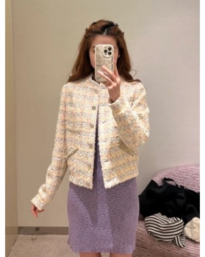 CHANEL 샤넬 옐로우 트위드 자켓