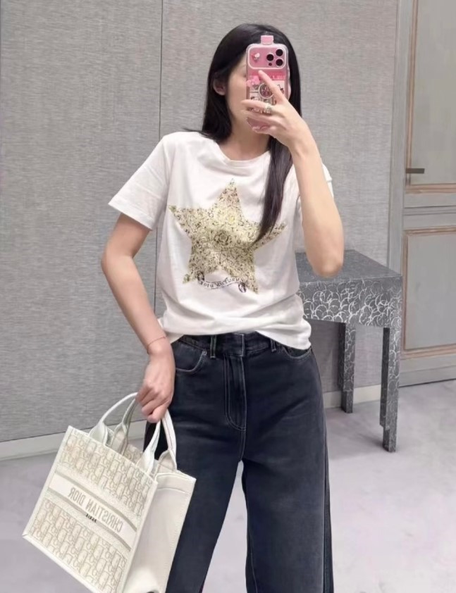 Dior 디올 자수 반팔 티셔츠