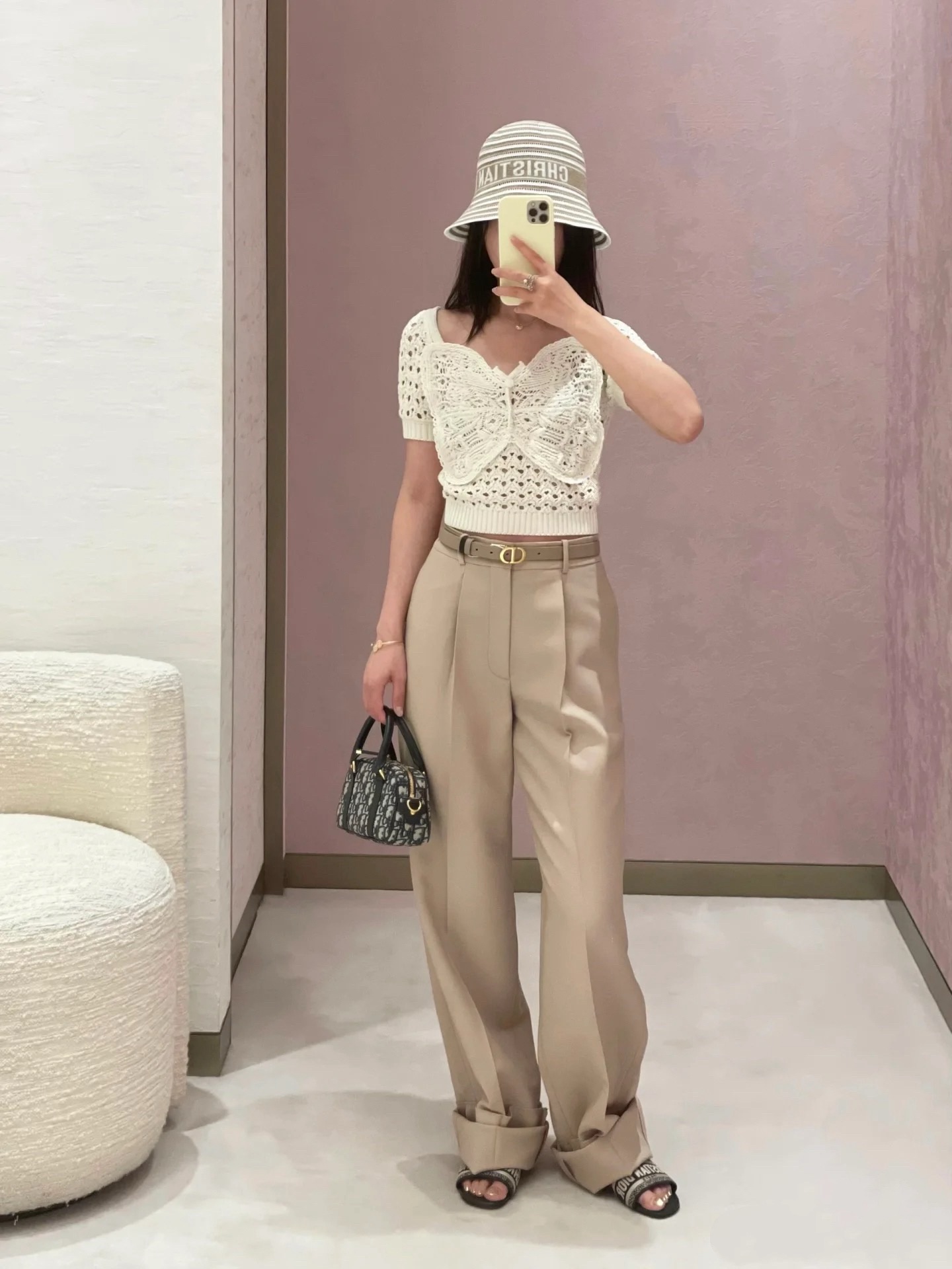 Dior 디올 레이스 반팔 니트