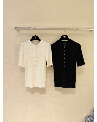 CHANEL 샤넬 CC단추 반팔 니트