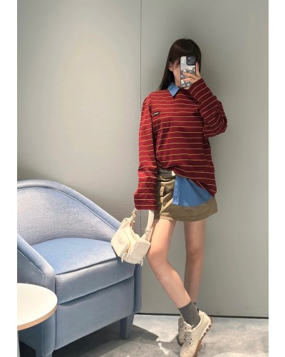 Miumiu 미우미우 스트라이프 오버 긴팔티
