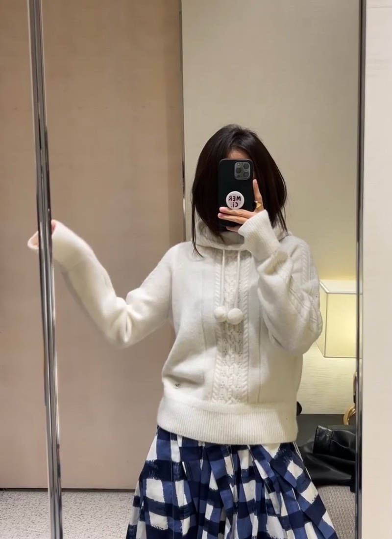 CHANEL 샤넬 캐시미어 후드 니트