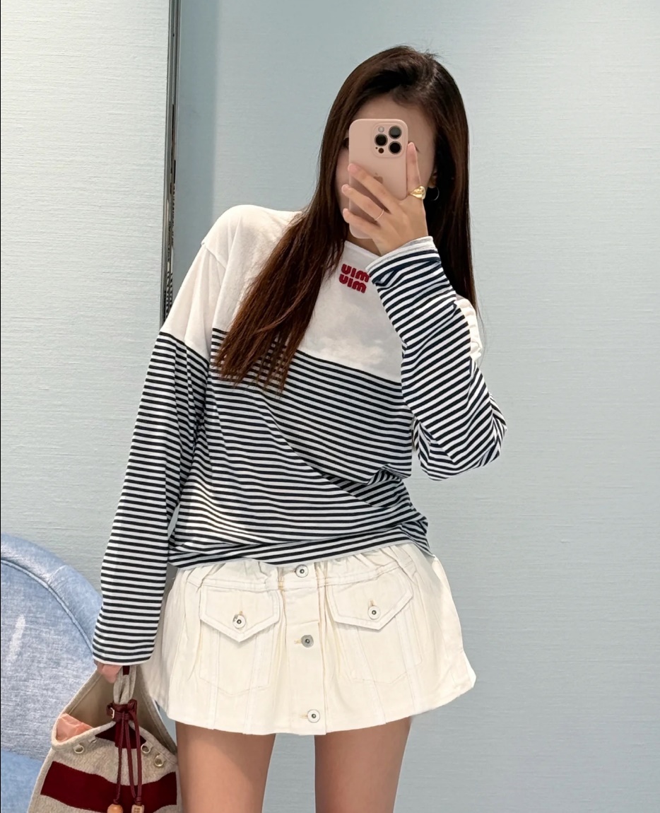 Miumiu 미우미우 스트라이프 티셔츠