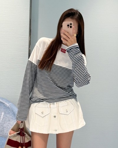 Miumiu 미우미우 스트라이프 티셔츠