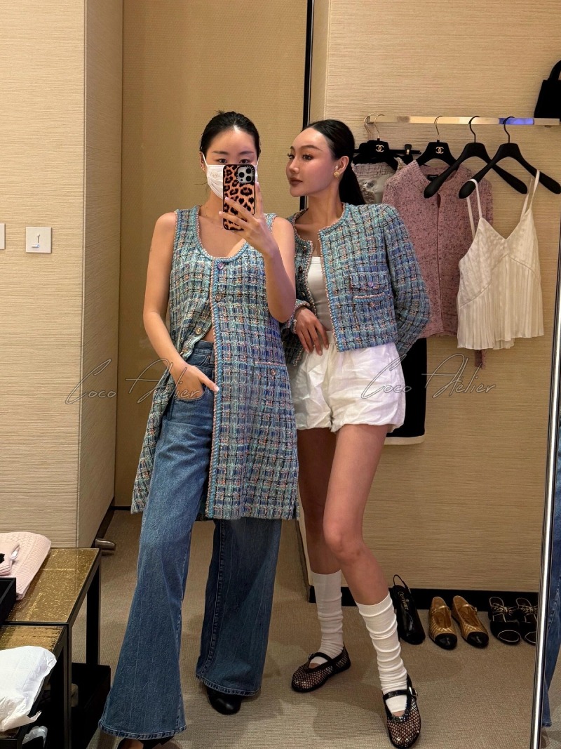 CHANEL 샤넬 트위드 베스트 자켓 