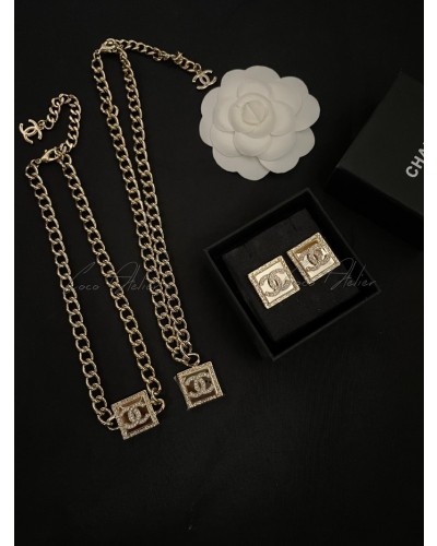 CHANEL 샤넬 사각스퀘어 귀걸이 & 목걸이
