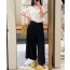 LOEWE 로에베 가죽 밴딩 9부 와이드 팬츠