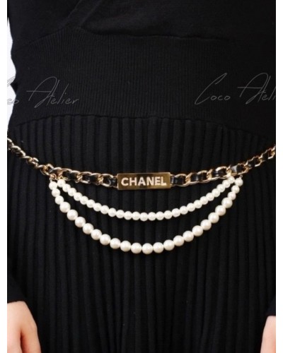 CHANEL 샤넬 진주 체인 벨트
