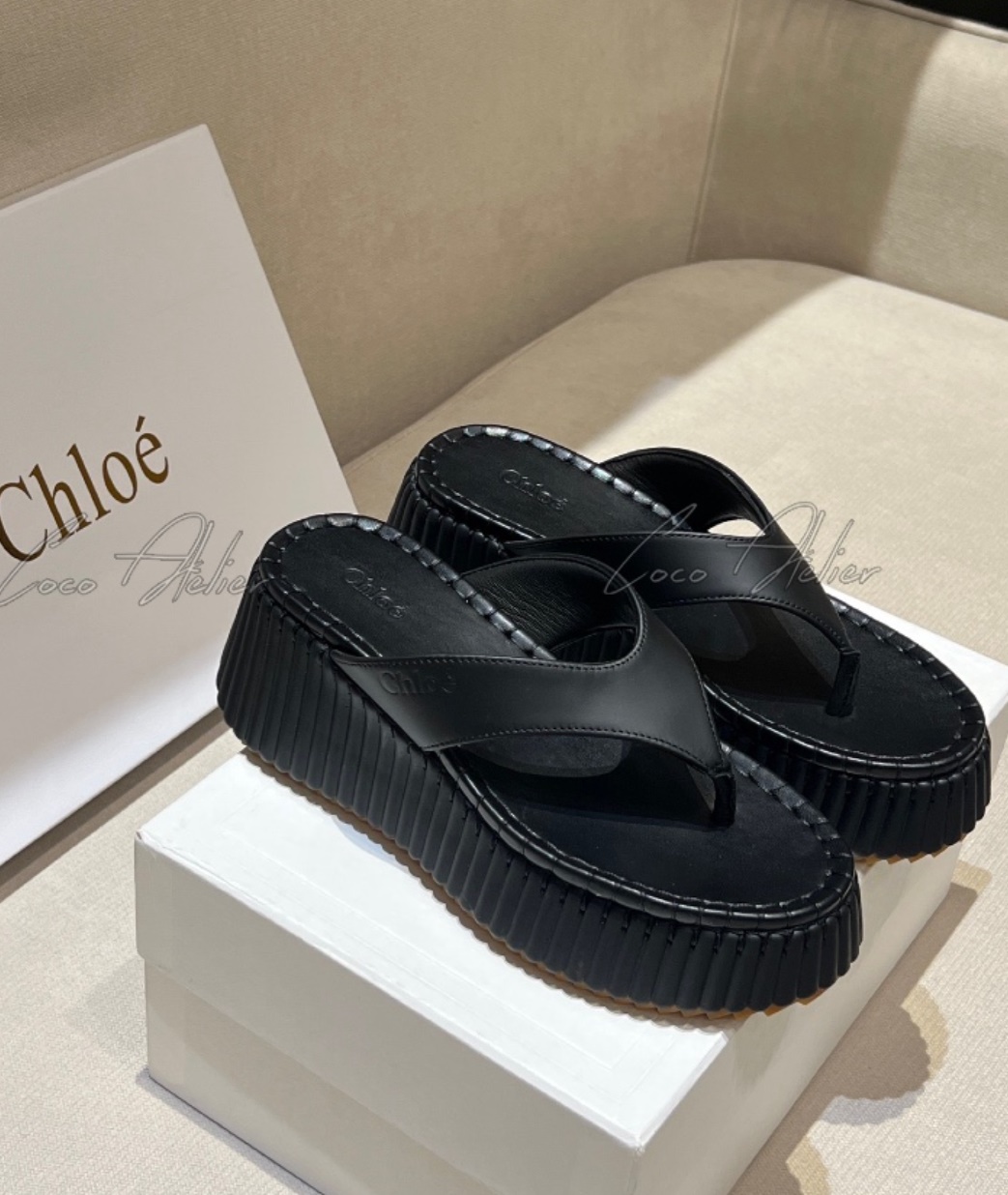 CHLOE 끌로에 플랫폼 플립플랍