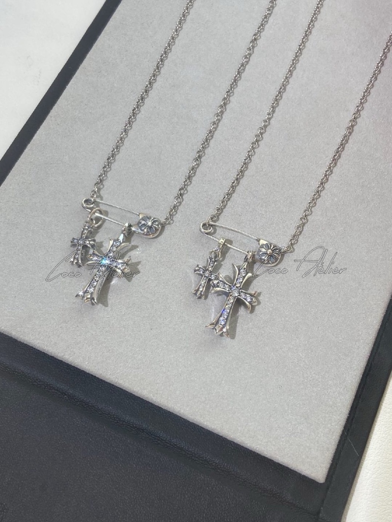 Chrome Hearts 크롬하츠 옷핀 더블 타이니 파베 목걸이(+2type)