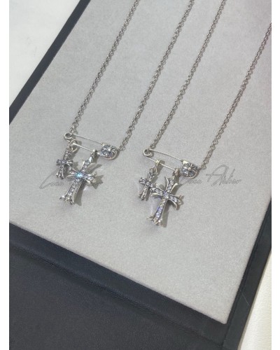 Chrome Hearts 크롬하츠 옷핀 더블 타이니 파베 목걸이(+2type)