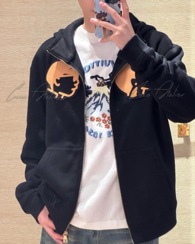 LV 루이비통 패럴 x 니고 콜라보 캐릭터 가죽 후드 지퍼 자켓 (남녀공용)