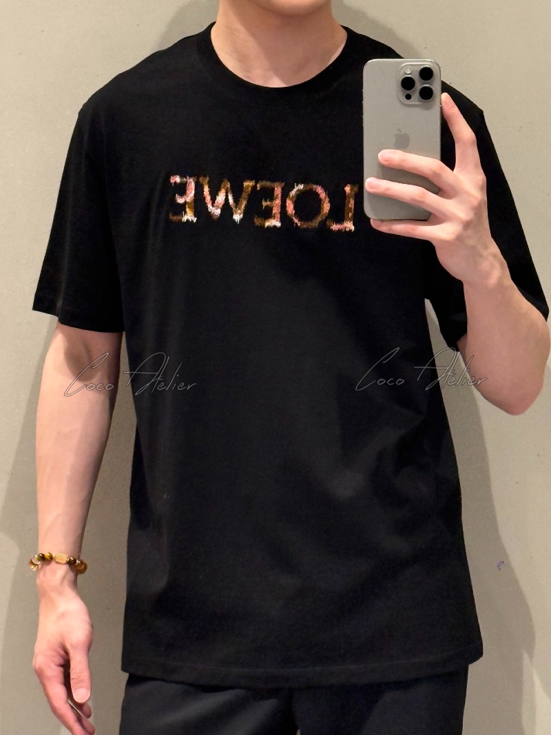 Loewe 로에베 로고 자수 반팔 티셔츠 (남녀공용)