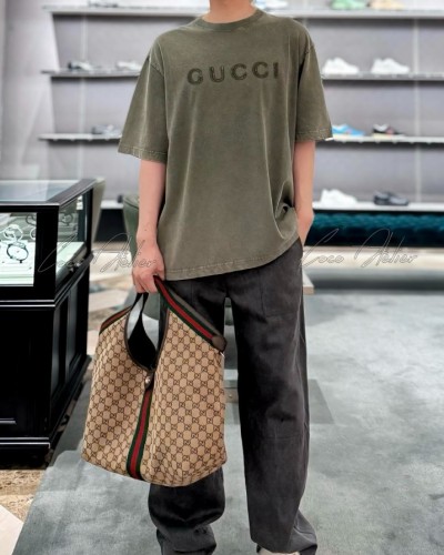 Gucci 구찌 워싱 오염 그린 오버사이즈 티셔츠 (남녀공용)