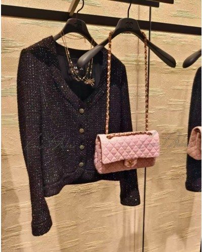 V-neck tweed jacket