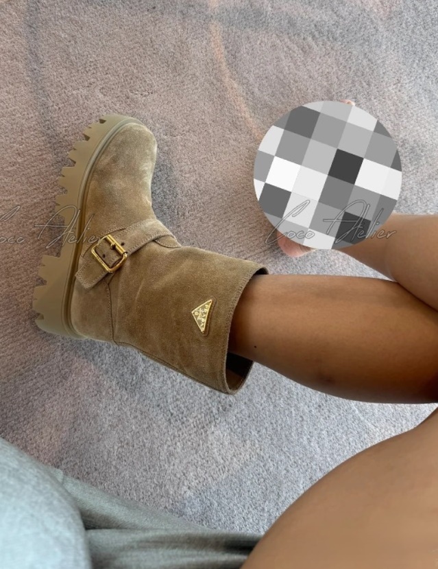 PRADA 프라다 스웨이드 앵클 부츠