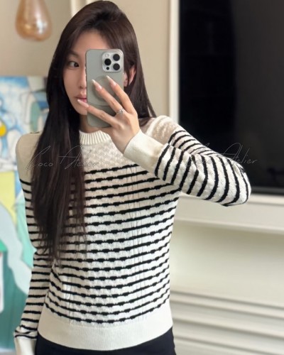 CHANEL 샤넬 스트라이프 니트