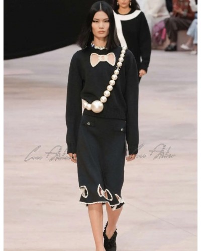 CHANEL 샤넬 리본 트임스커트