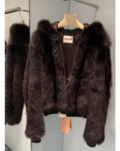  hooded fur jacket