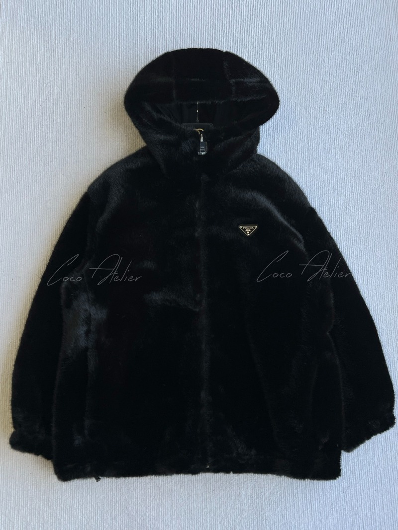 Reversible Fur Hooded Zip-Up