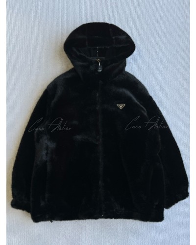 Reversible Fur Hooded Zip-Up