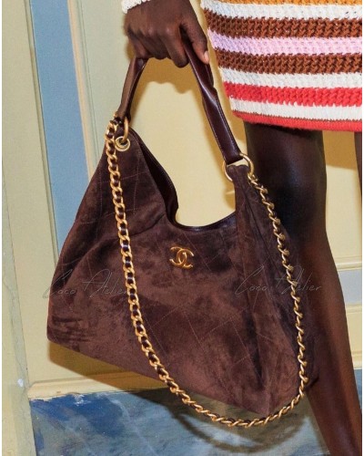 Suede maxi hobo bag
