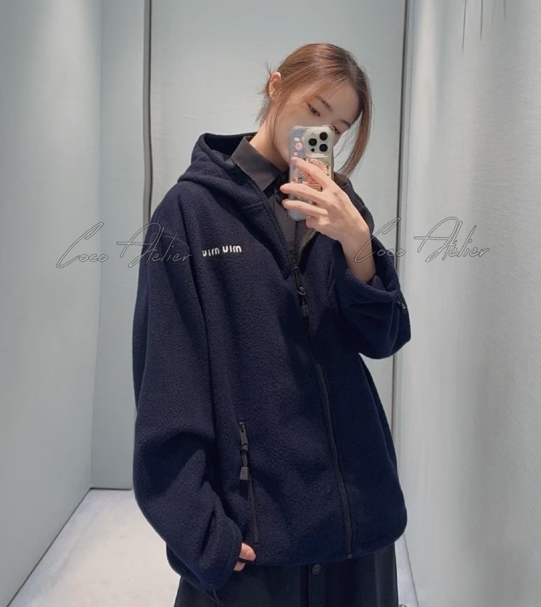 fleece hooded zip-up