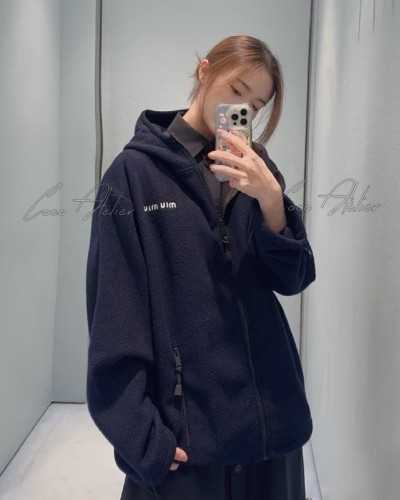 fleece hooded zip-up