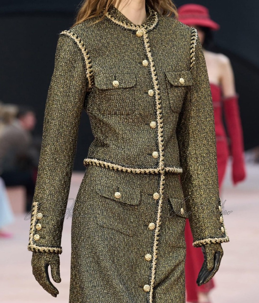 Gold tweed jacket & SK