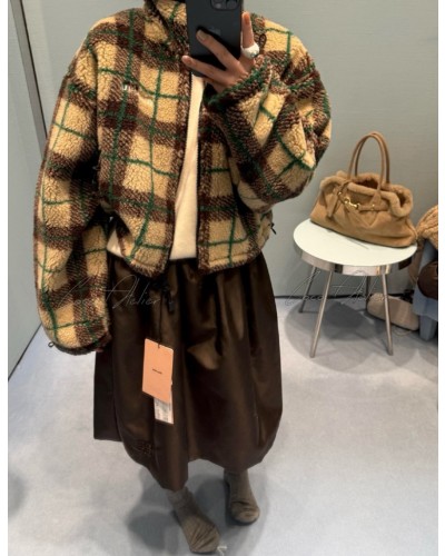 Checkered fleece jacket