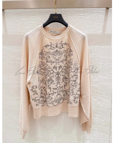 embroidered cashmere knit