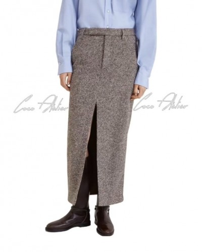 Herringbone long skirt