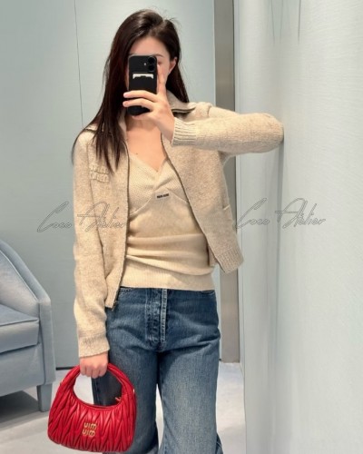 cashmere knit zip-up