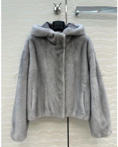 Mink hooded jacket