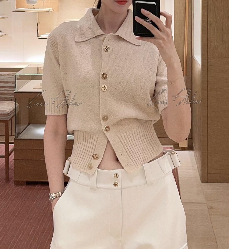 Wool short-sleeved cardigan