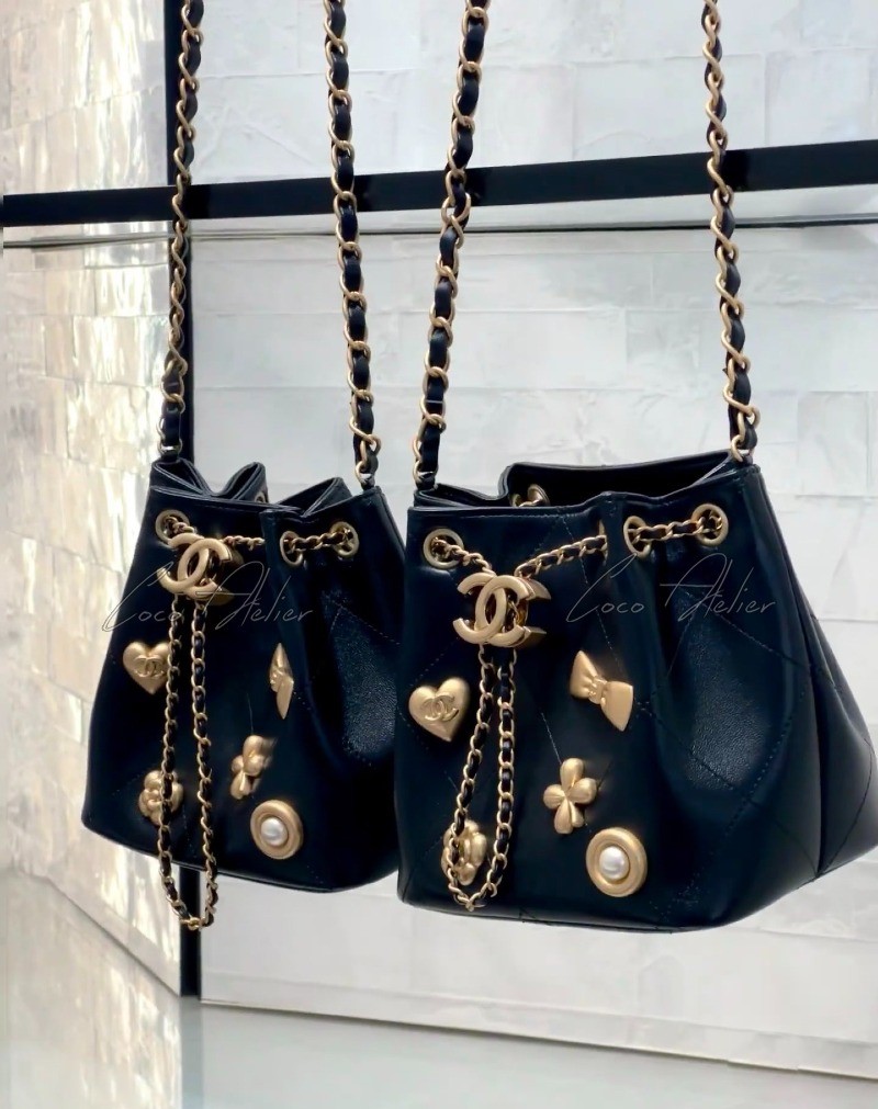 leather chain bucket bag