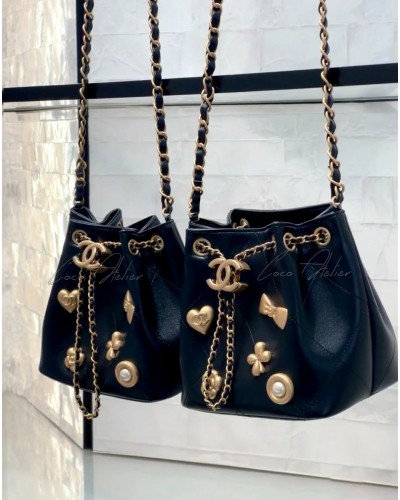 leather chain bucket bag