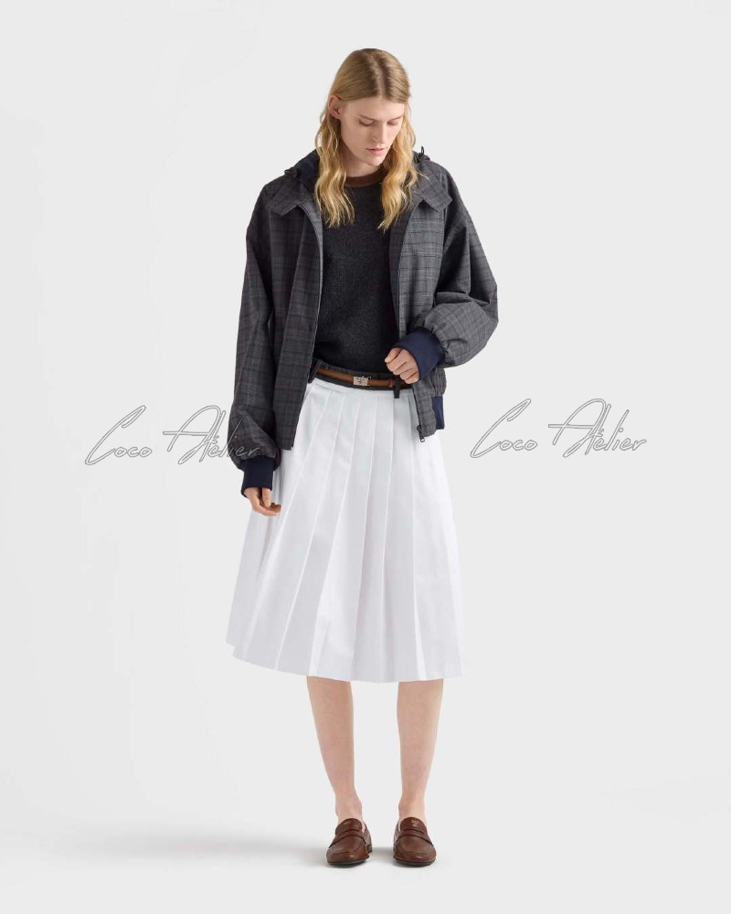 white cotton pleats skirt