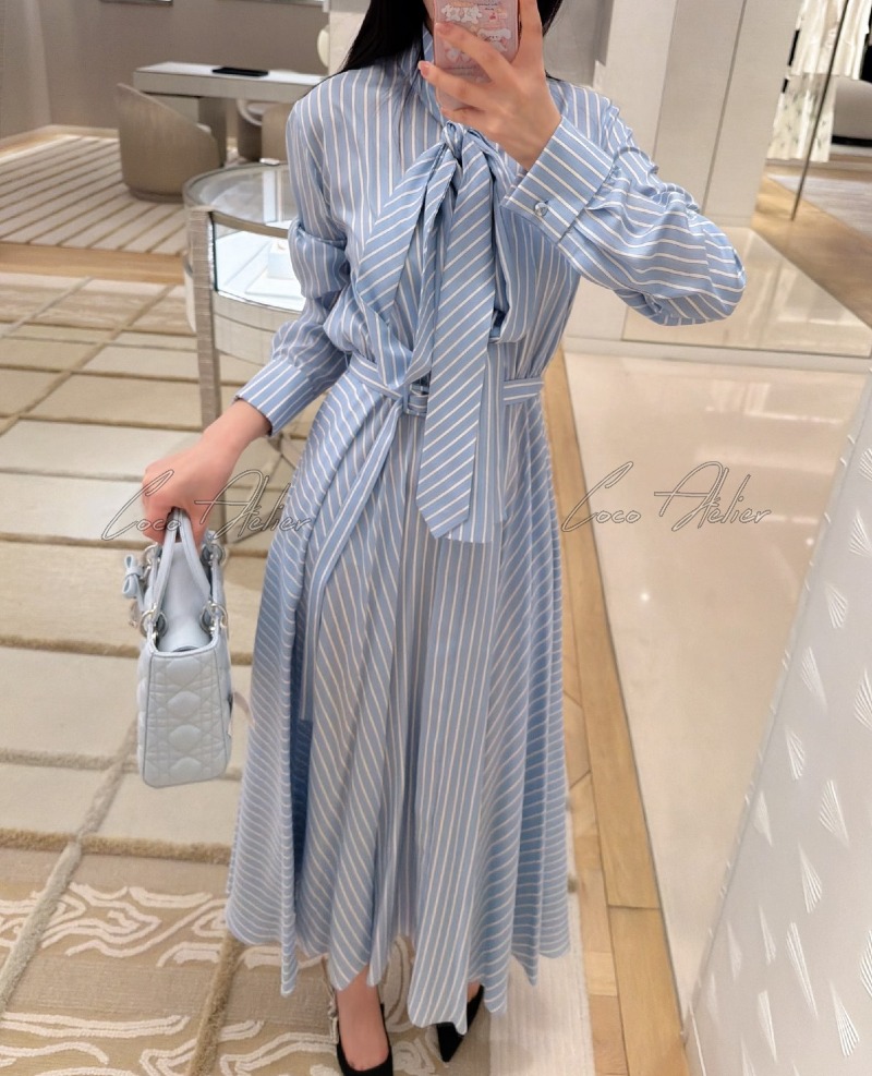 striped ribbon dress