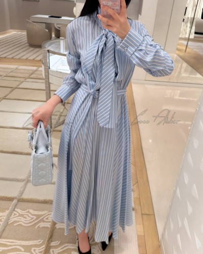 striped ribbon dress