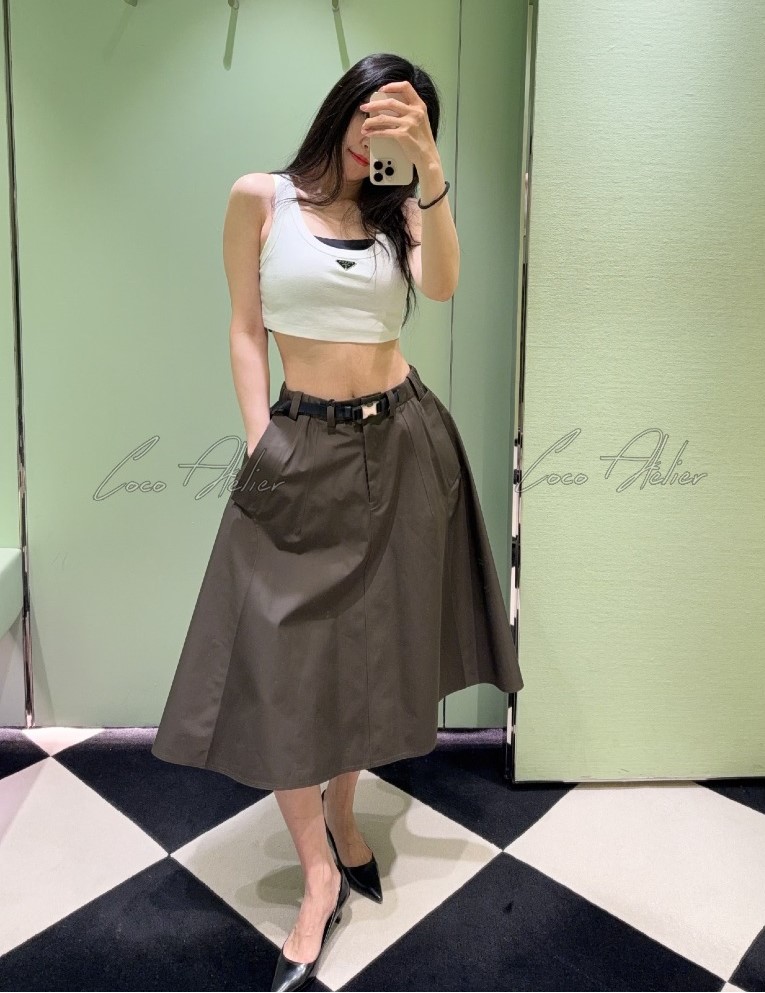RE Nylone belt skirt
