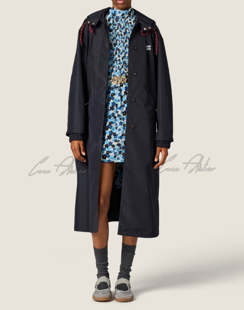 long hooded windbreaker coat