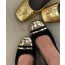 cc gold sling-back shoes