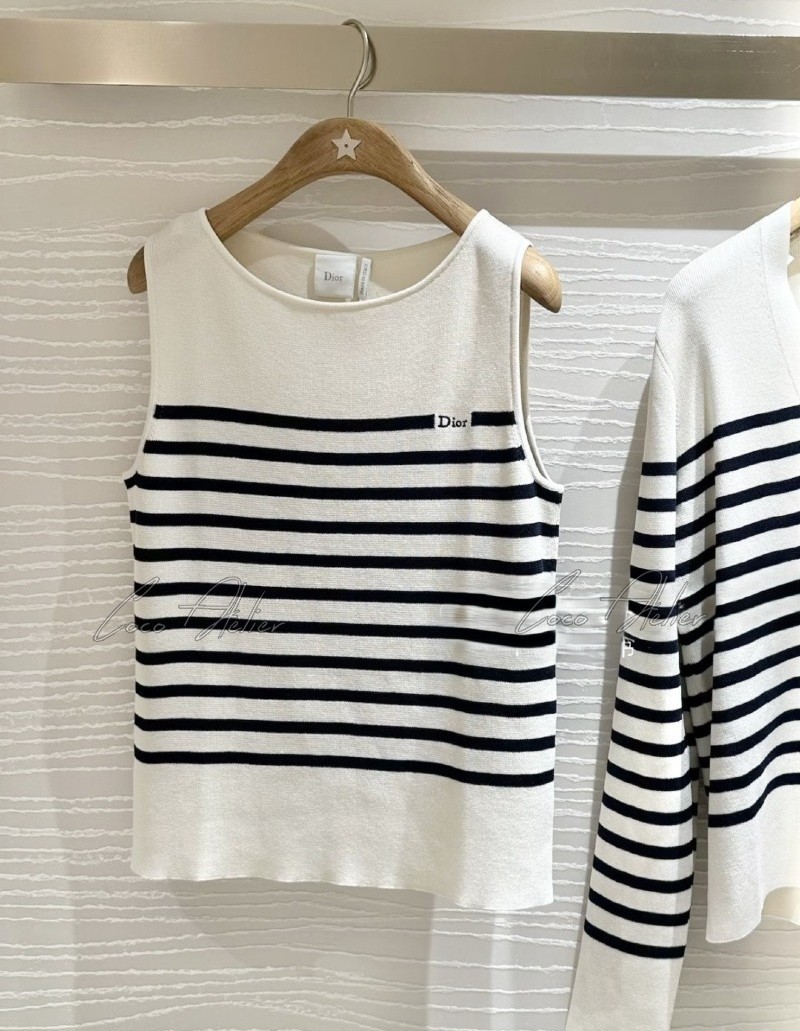 CD striped sleeveless knitwear