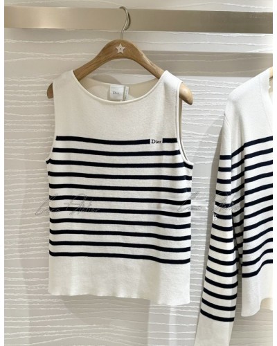 CD striped sleeveless knitwear